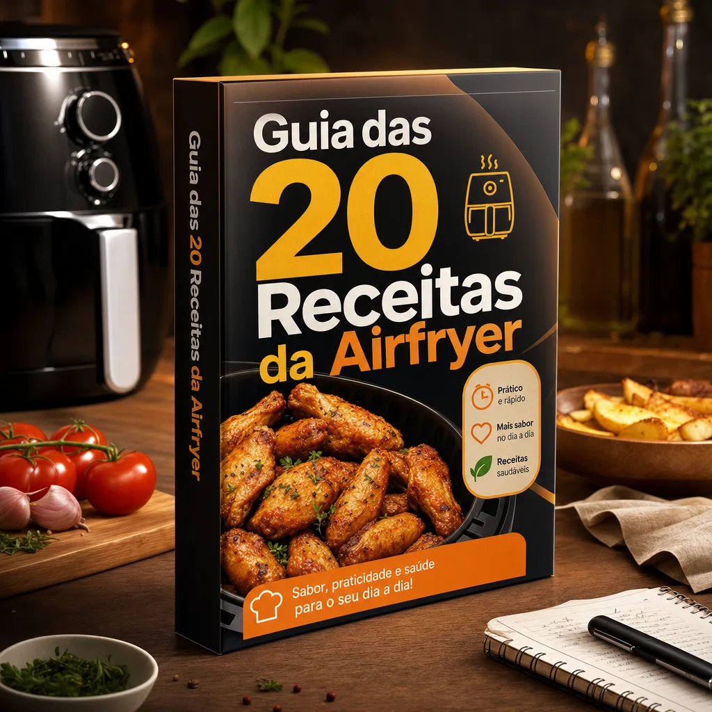 Mockup do Guia das 20 Receitas da Airfryer